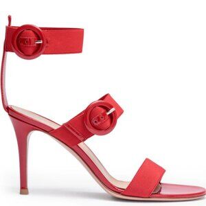 Gianvito Rossi Red Patent Leather Strappy Elastic Sandal/Pump Tabasco Red